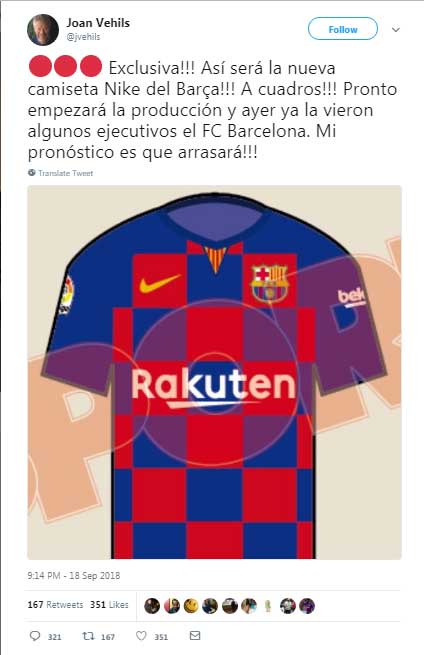 Barcelona mulls to change their striped jersey to checked ones