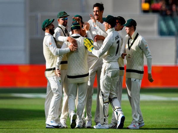 Australian players celebrating after taking a wicket. (Photo/ICC Twitter)
