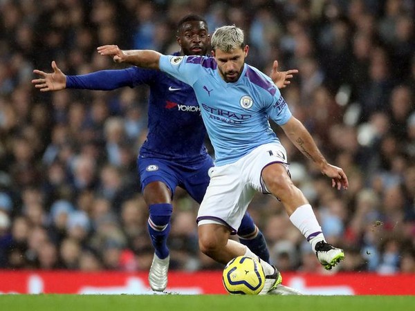 Sergio Aguero in action during the match.