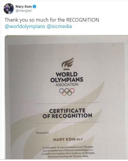 Mary Kom thanks WOA for ‘OLY’ title