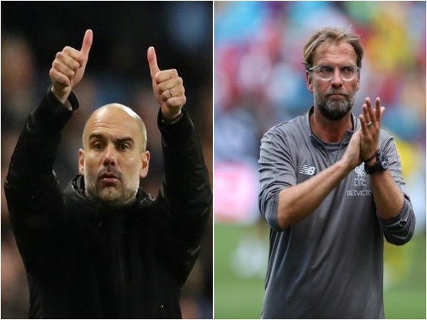 Pep Guardiola (L) and Jurgen Klopp (R) 