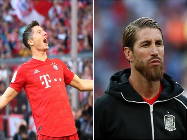 Robert Lewandowski (L) and Sergio Ramos (R)