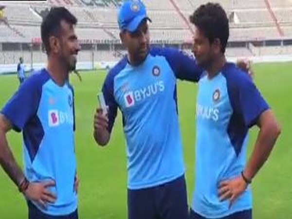 India's Yuzvendra Chahal (left), Rohit Sharma (middle) and Kuldeep Yadav (right) (Photo/ BCCI) 