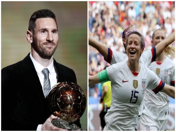 Barcelona striker Lionel Messi and USA's Megan Rapinoe.