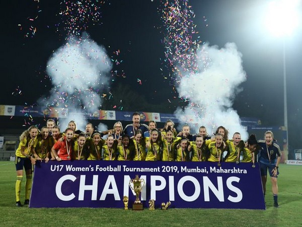 Swedish team with the winners trophy. (Photo/Indian Football Team Twitter)