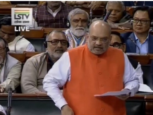 Union Home Minister Amit Shah speaking in the Lok Sabha on Monday. (Image courtesy: LSTV)