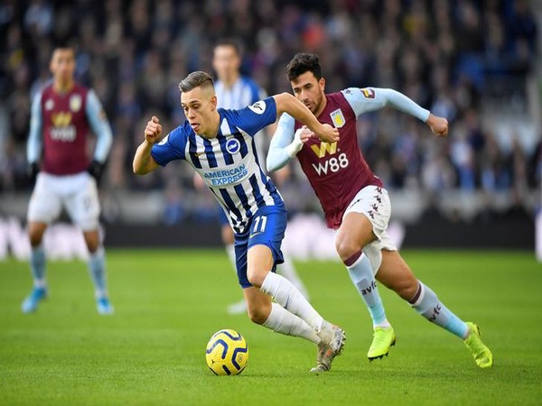  Brighton Leandro Trossard in action with Aston Villa's Trezeguet