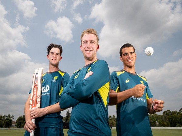 Lachlan Hearne, Mackenzie Harvey and Ollie Davies (L-R) (Photo/Cricket Australia Twitter)