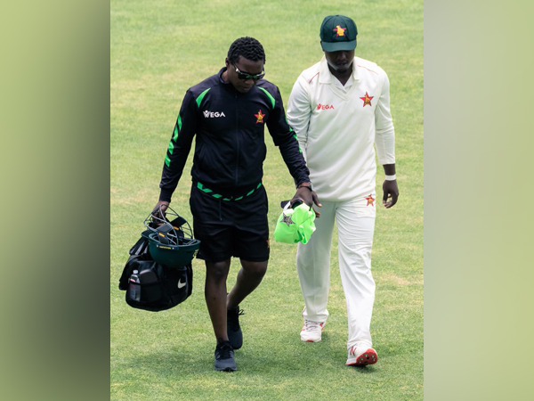 Kevin Kasuza along with team doctor during Test against Sri Lanka (Image: Zimbabwe Cricket)