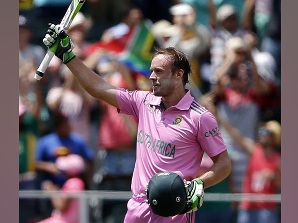 AB de Villiers celebrating his century against West Indies in 2015