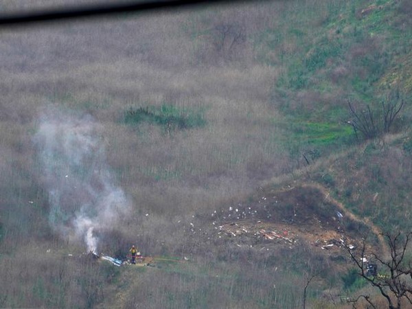 A view of the site where the helicopter crashed in California on Sunday