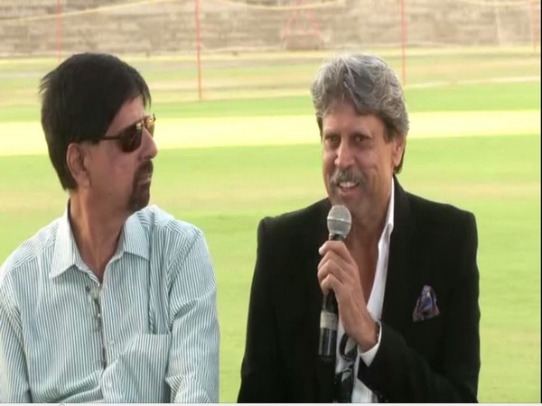 Krishnamachari Srikkanth along with Kapil Dev during an interaction in Chennai 