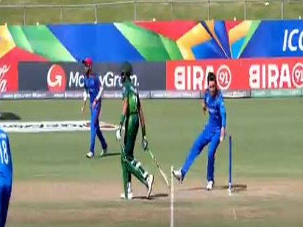 Afghanistan spinner Noor Ahmad ran out Pakistan opener Mohammad Huraira (Photo/ Cricket World Cup Twitter)