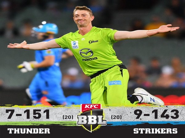 Sydney Thunder defeated Adelaide Strikers by eight runs (Image: BBL's Twitter)