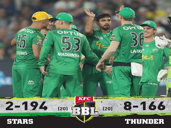 Melbourne Stars players celebrating after taking a wicket. (Photo/BBL Twitter)