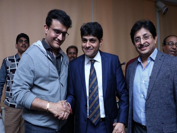 From Left to Right: Sourav Ganguly, Avishek Dalmiya, and Snehasish Ganguly (Photo/ ANI)