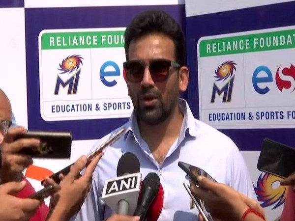 Former Indian cricketer Zaheer Khan speaking to reporters in Mumbai on Monday. Photo/ANI 