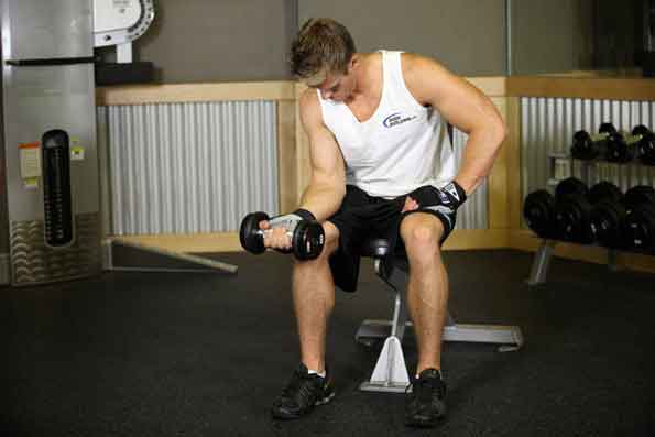 One Arm Seated Dumbbell Wrist Curl