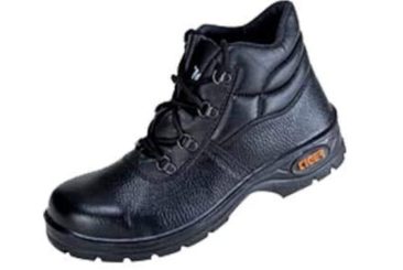 Tiger Black Leather High Ankle Leopard Steel Toe Men's Safety Shoes
