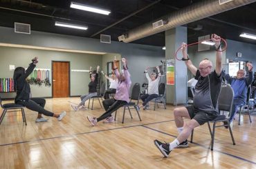 Brookdale residents exercise with B-Fit,