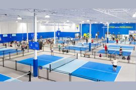 Indoor pickleball courts at Pickleball Kingdom