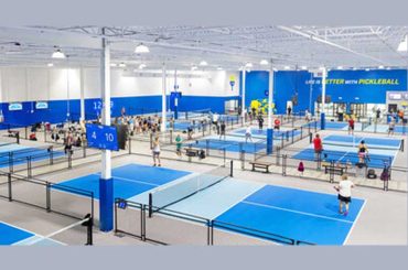 Indoor pickleball courts at Pickleball Kingdom